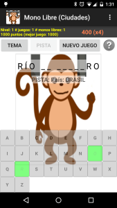 1 hint per game, Spanish / English interface, button pad to quickly enter letters