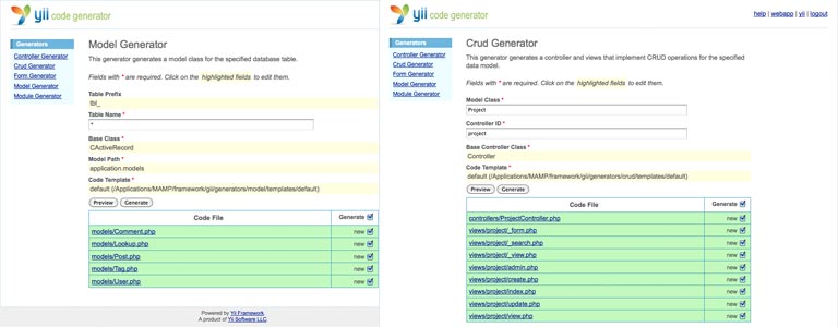 gii code generator